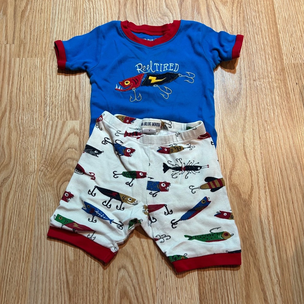 Little Blue House Boys‎ Fishing Pajama Set Size 4 Reel Tired Bait Lure